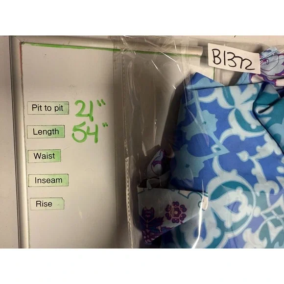 Natori Caftan Dress Women Sz L Artsy Floral Blue Satin Maxi‎ V-Neck Lounge - Picture 5 of 5